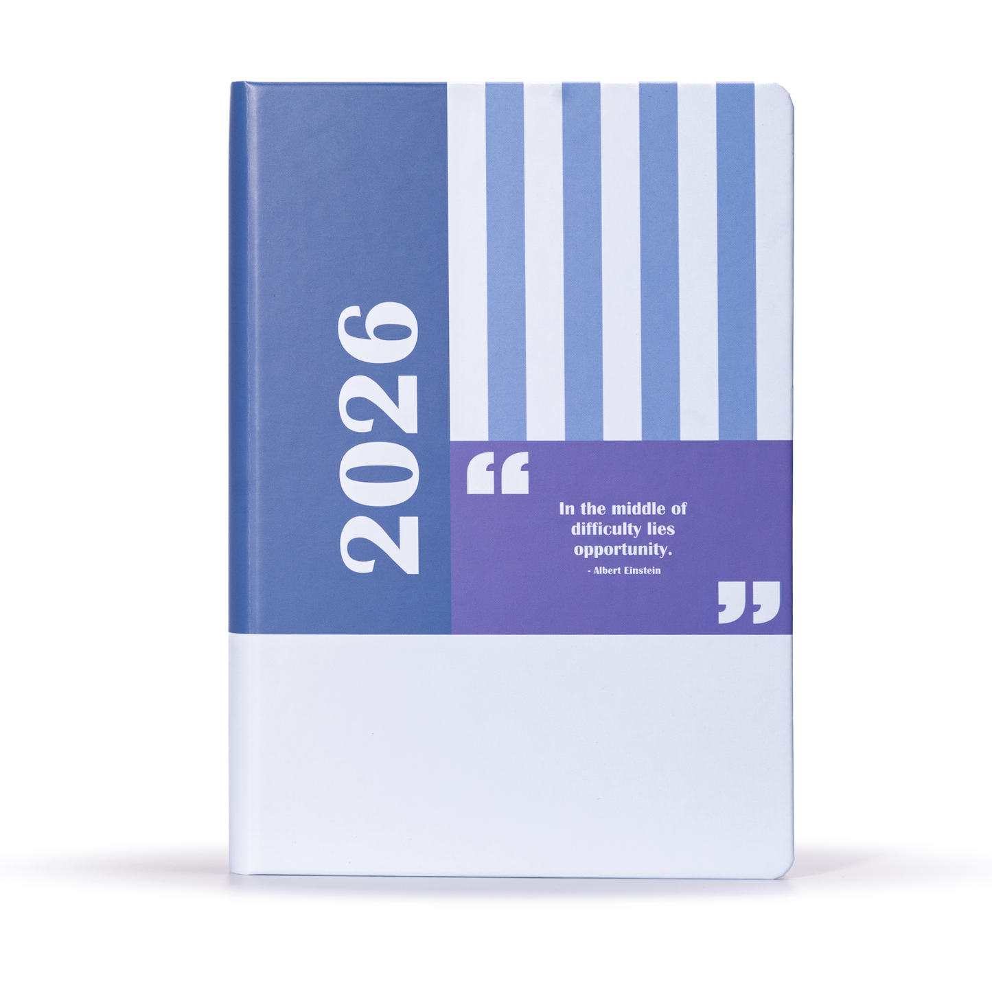 2026 diary planner with blue and white design on a white background