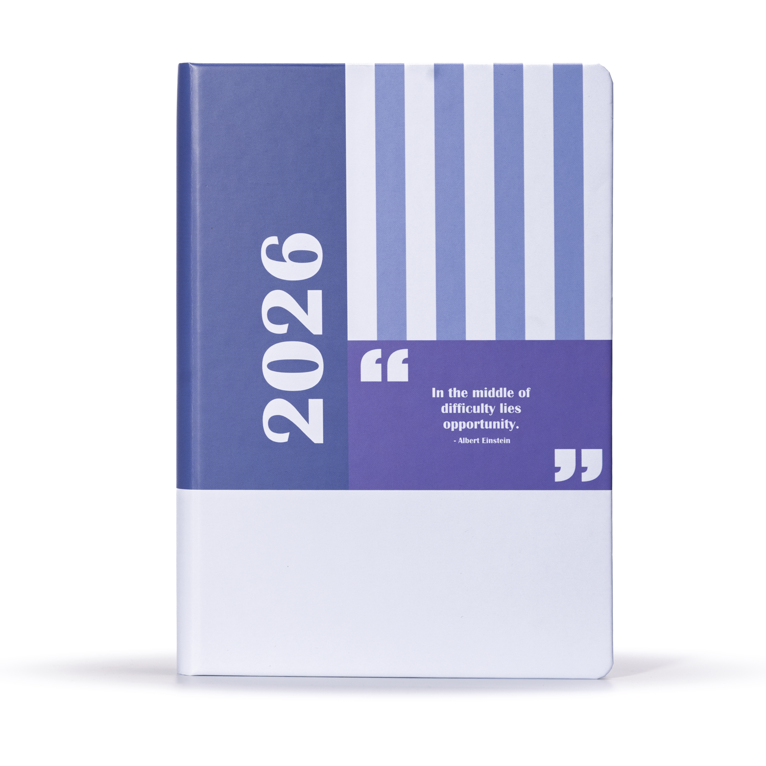 2026 diary planner with blue and white design on a white background