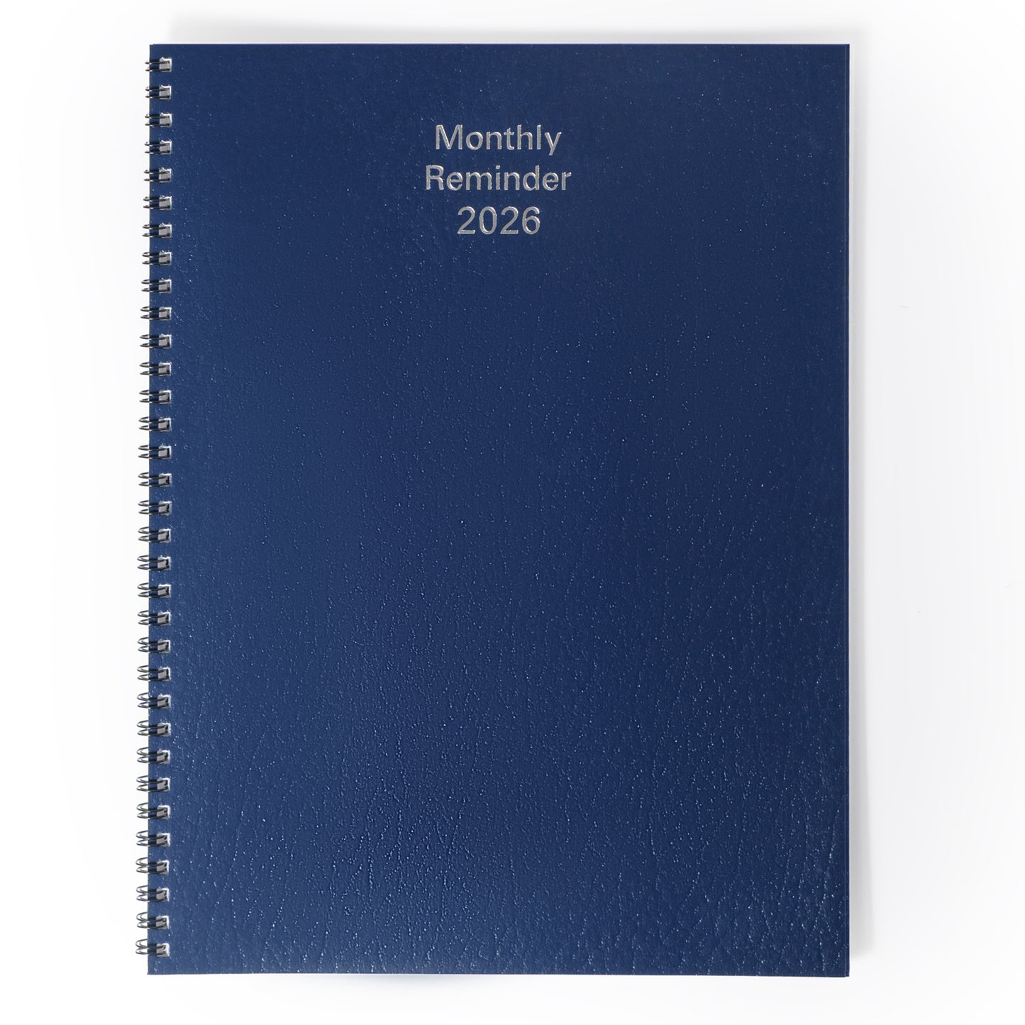 Blue monthly reminder calendar for 2026 on a white background