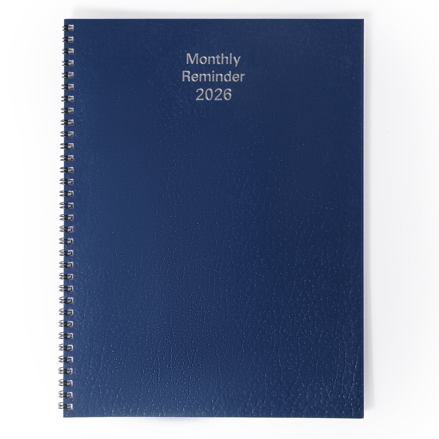 Blue monthly reminder calendar for 2026 on a white background