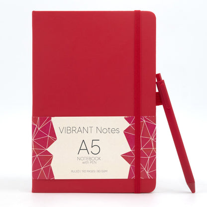 Vibrant Notebook with Pen - A5 Size