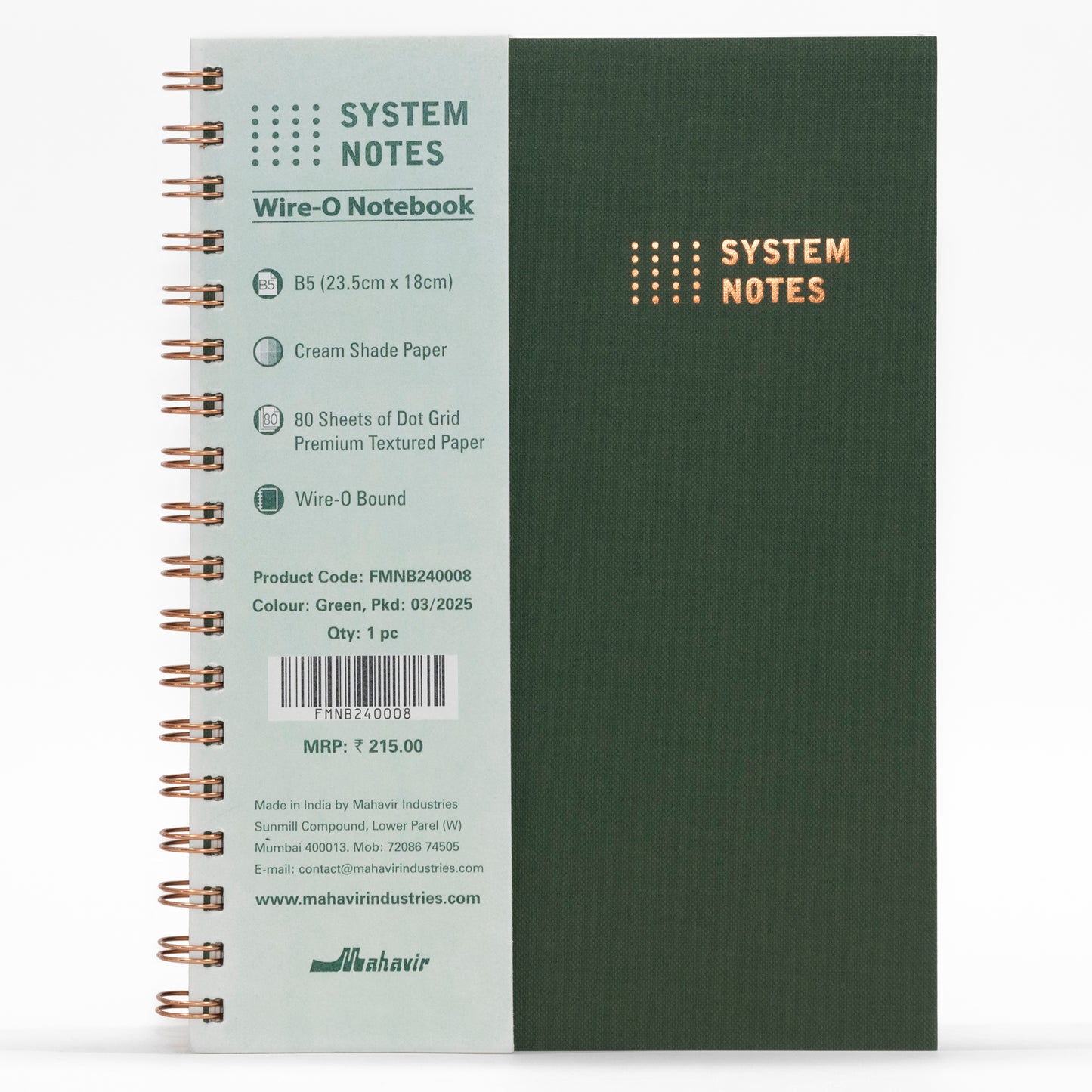 B5 Size System Notes (Wire-o Bound)
