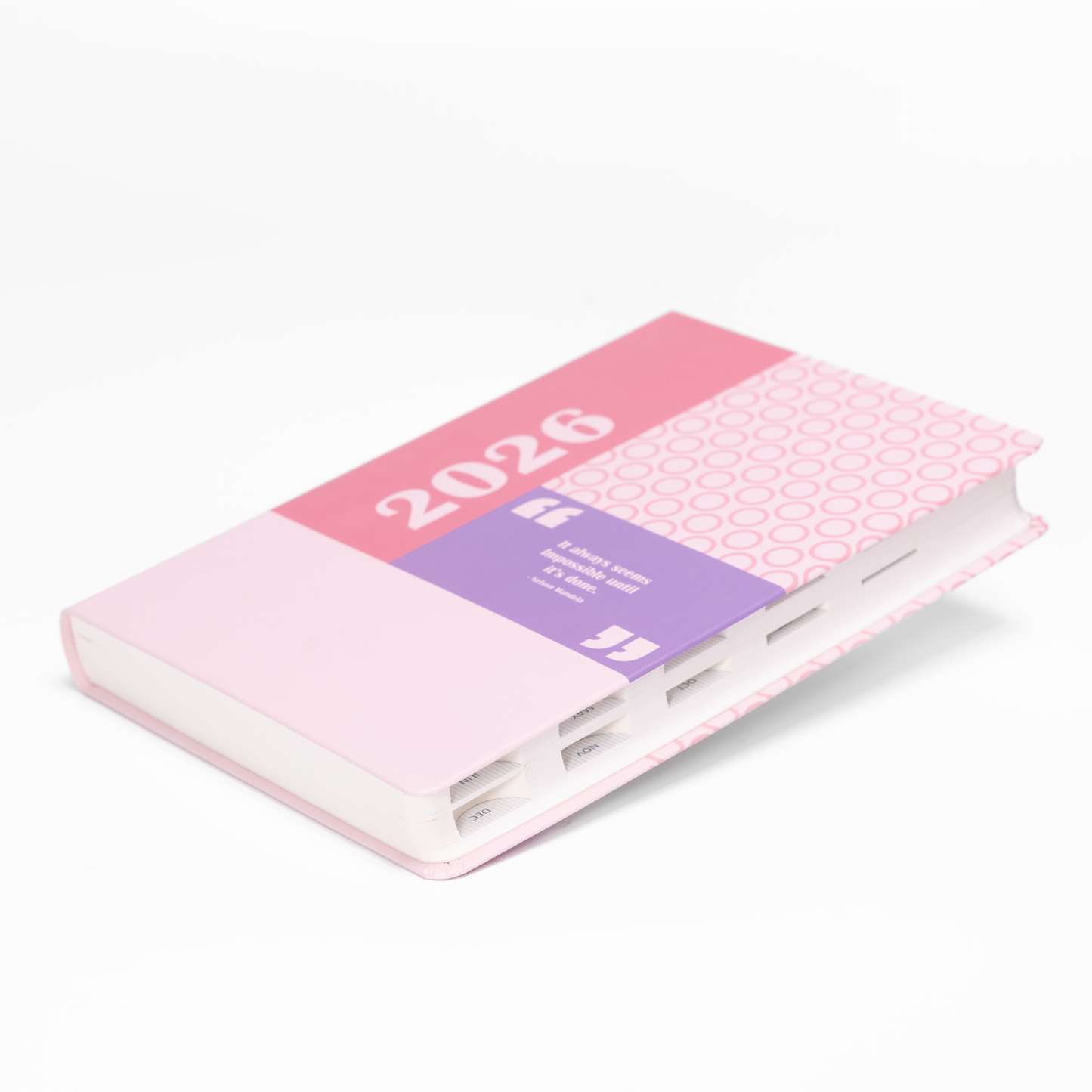 2026 planner with a pink and white design on a white background