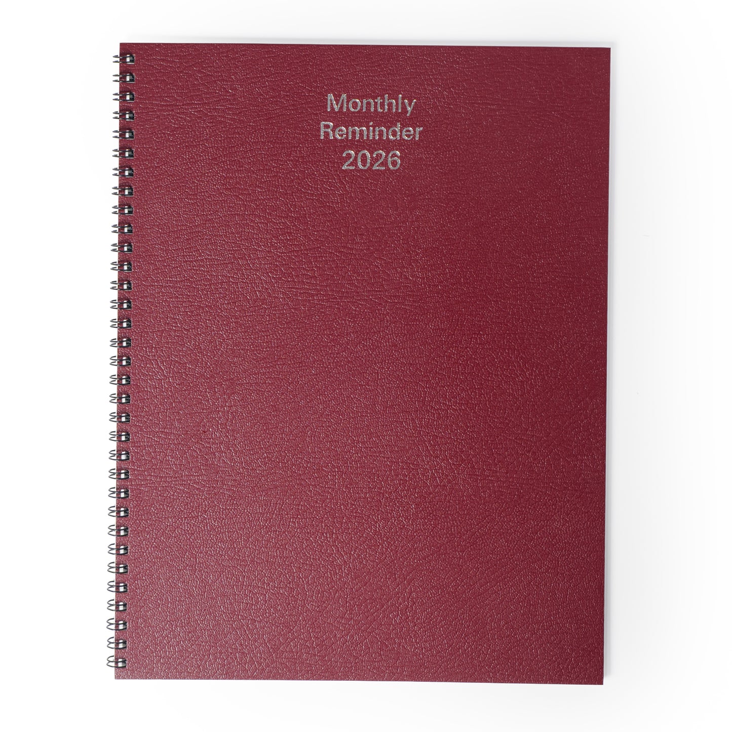 Red monthly reminder calendar for 2026 on a white background