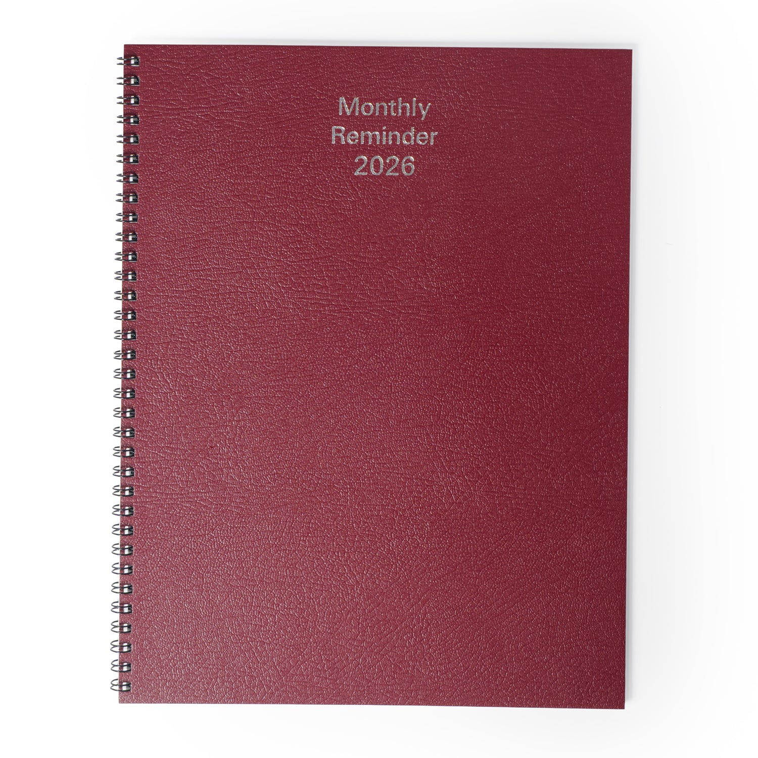 Red monthly reminder calendar for 2026 on a white background