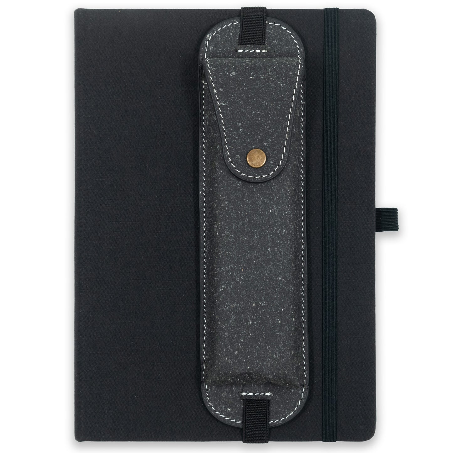 Notebook with Elastic Band and Leather Pen Pouch - A5 Size