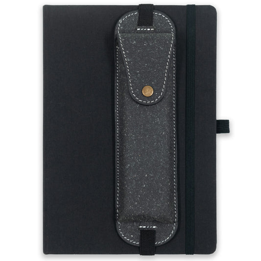 Notebook with Elastic Band and Leather Pen Pouch - A5 Size