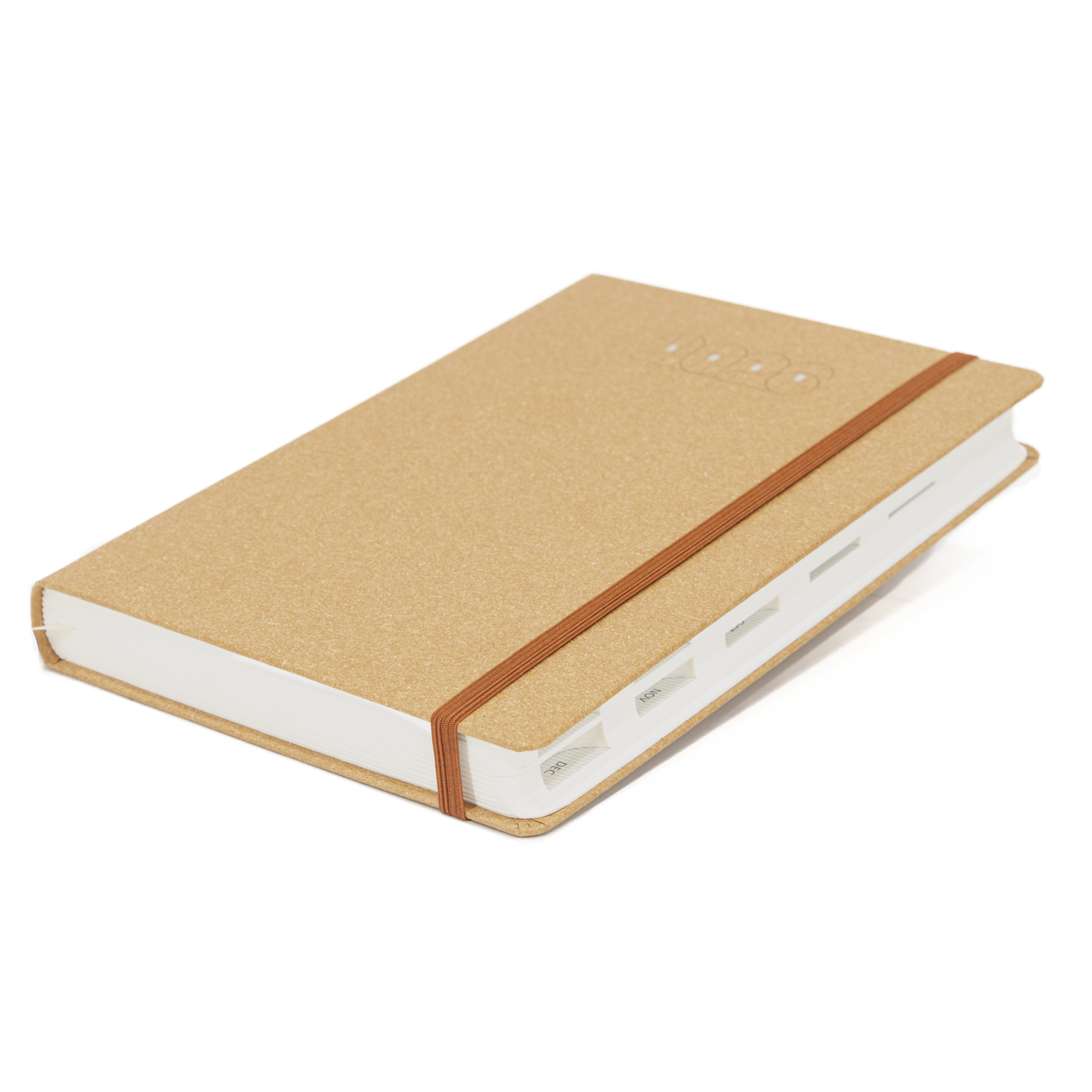 Orange diary with a orange strap on a white background