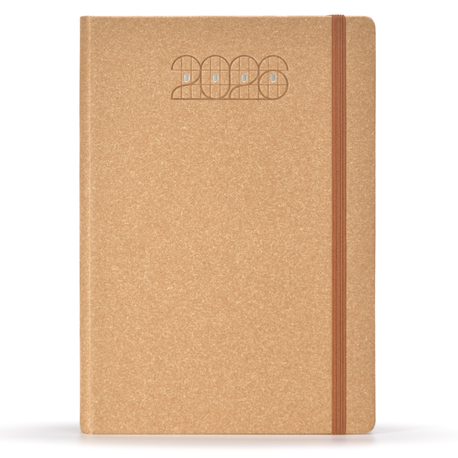 Orange textured notebook with '2026' embossed on the cover against a white background.
