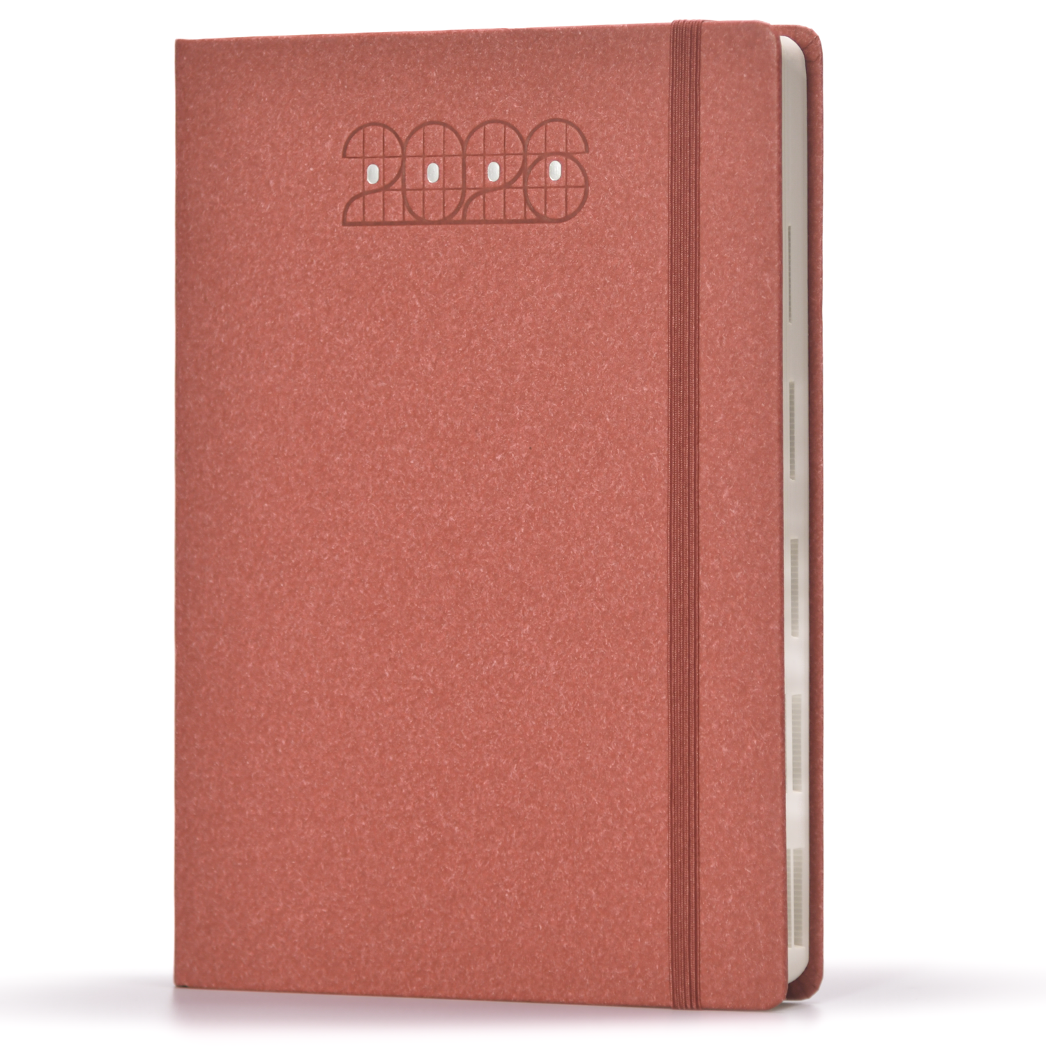 Red notebook with '2026' embossed on the cover against a white background