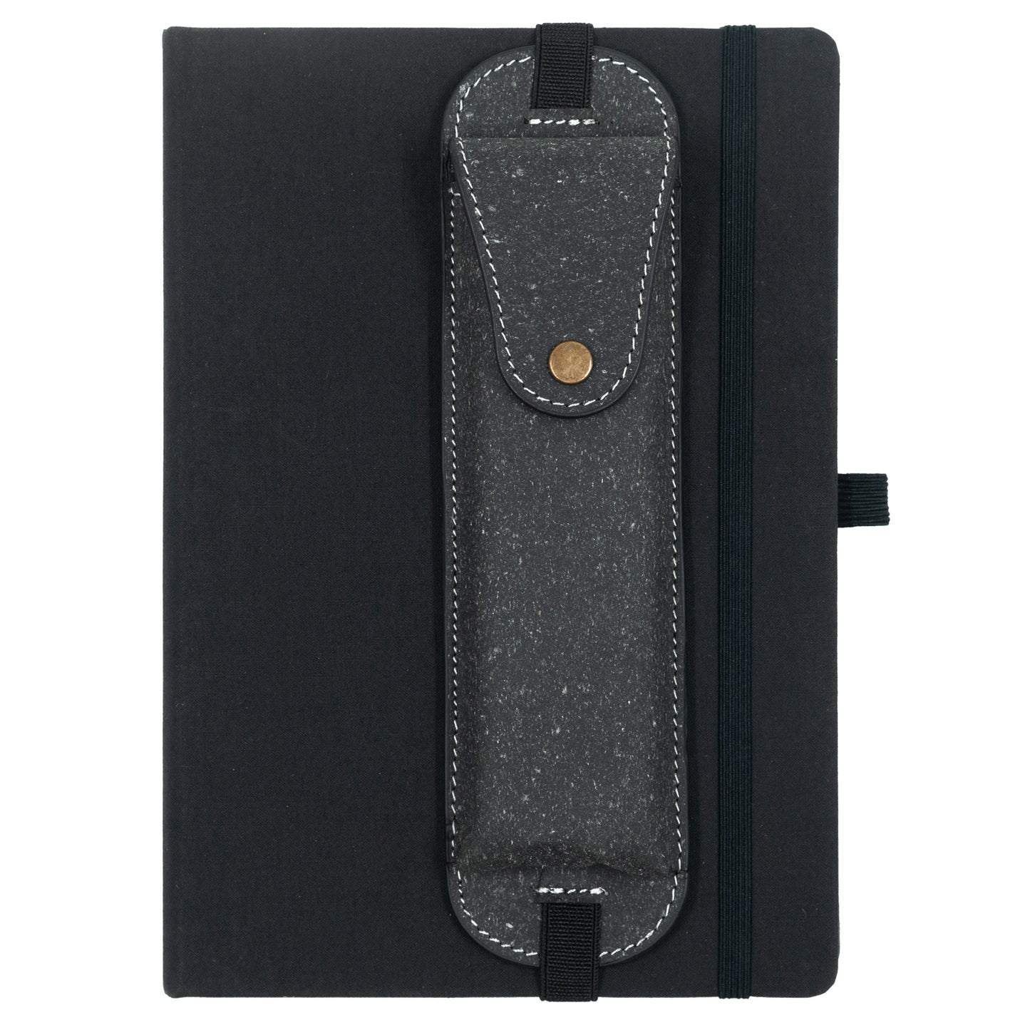 Notebook with Elastic Band and Leather Pen Pouch - A5 Size